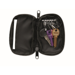 RPET key case with zipper and 5 rings black colour fourth view