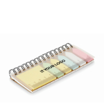 Compact ring-bound notes set with assorted sticky notes beige colour view with print area