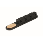 Silicone cable organizer with bamboo detail black colour
