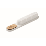 Silicone cable organizer with bamboo detail white colour main view