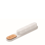 Silicone cable organizer with bamboo detail white colour view with print area