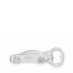Zinc alloy car-shaped bottle opener matt silver colour view with print area
