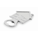 House-shaped zinc alloy bottle opener matt silver colour