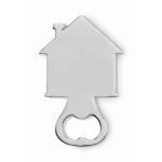 House-shaped zinc alloy bottle opener matt silver colour third view