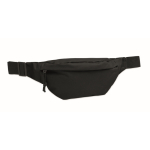 RPET 600D polyester waist bag with zippers black colour