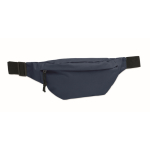 RPET 600D polyester waist bag with zippers blue colour