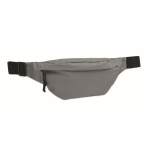 RPET 600D polyester waist bag with zippers dark grey colour