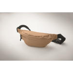 RPET 600D polyester waist bag with zippers khaki colour fourth photographic view