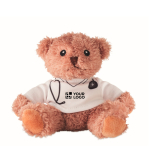 Medical polyester plush with printed white T-shirt white colour view with print area