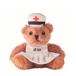 Polyester teddy bear with printed nurse T-shirt white colour view with print area