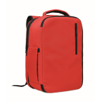 RPET polyester cabin backpack with trolley strap 15'' red colour