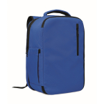 RPET polyester cabin backpack with trolley strap 15'' royal blue colour