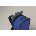 RPET polyester cabin backpack with trolley strap 15'' royal blue colour eighth photographic view