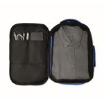 RPET polyester cabin backpack with trolley strap 15'' royal blue colour