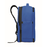 RPET polyester cabin backpack with trolley strap 15'' royal blue colour