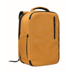 RPET polyester cabin backpack with trolley strap 15'' honey colour