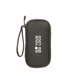 Technical organizer bag in 600D polyester with PU black colour view with print area