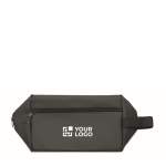 RPET 600D polyester toiletry bag with handle and zipper black colour view with print area
