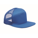 7-panel cotton cap with flat visor and mesh royal blue colour