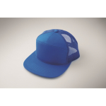 7-panel cotton cap with flat visor and mesh royal blue colour fifth photographic view