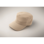 Brushed cotton military cap with velcro 260 g/m² beige colour second photographic view