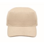 Brushed cotton military cap with velcro 260 g/m² beige colour fourth view