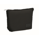 Polyester corduroy toiletry bag with inner lining 220 g/m² black colour