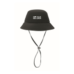 Foldable waterproof nylon bucket hat UPF50+ black colour view with print area