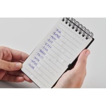 Water-resistant notebook with plastic cover and pen black colour photographic view