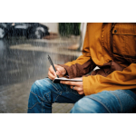 Water-resistant notebook with plastic cover and pen black colour ambient view