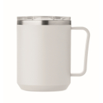 Double-wall cup with transparent sliding lid 400 ml white colour fifth view