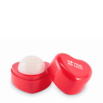 Vegan lip balm in heart-shaped case SPF10 vanilla red colour view with print area