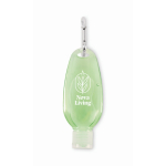 Refillable aloe vera bottle with aluminum carabiner 50 ml transparent green colour second main view
