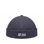 Docker-style cotton cap with mesh and buckle 260 g/m² blue colour view with print area