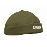 Docker-style cotton cap with mesh and buckle 260 g/m² military green colour main view