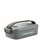 Plastic lunch box with airtight lid and clips 800 ml matt black colour view with print area