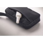 Small RPET 600D toiletry bag with zipper and inner mesh navy-blue colour sixth photographic view