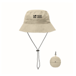Water-repellent polyester bucket hat 64 g/m² khaki colour view with print area