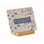 Sublimated aluminum plaque with bamboo base 12 x 15cm wood colour main view