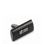 Car air freshener case with aluminum lid and clip black colour view with print area