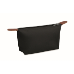 RPET polyester and synthetic leather toiletry bag with zipper black colour