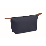 RPET polyester and synthetic leather toiletry bag with zipper blue colour