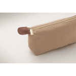 RPET polyester and synthetic leather toiletry bag with zipper khaki colour third photographic view