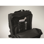 Large RPET travel backpack with multiple compartments 15'' black colour photographic view