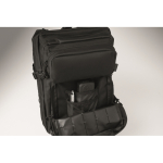 Large RPET travel backpack with multiple compartments 15'' black colour photographic view