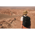 Large RPET travel backpack with multiple compartments 15'' black colour third ambient view