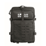 Large RPET travel backpack with multiple compartments 15'' black colour view with print area