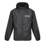 190T polyester windbreaker jacket with hood SOL'S black colour view with print area