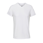 Unisex semi-combed cotton V-neck T-shirt SOL'S white colour ninth view