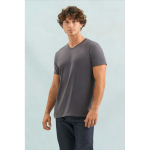 Unisex semi-combed cotton V-neck T-shirt SOL'S taupe grey colour
